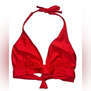 J Crew‎ Bikini Halter Top Tie Back Size XS Red Bright Cerise Swimsuit Beach Swim